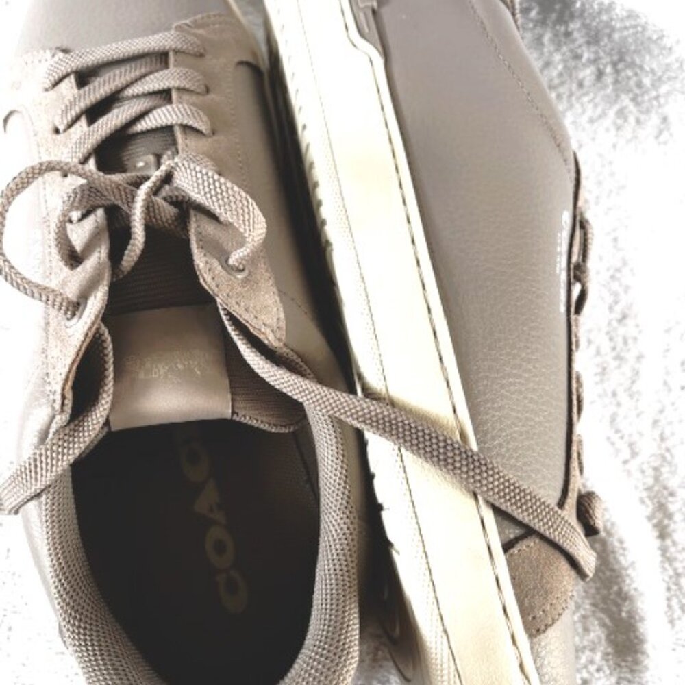 Coach 'Clip' low top leather and suede sneakers in Grey Burch Men's Size 13 - Picture 6 of 12